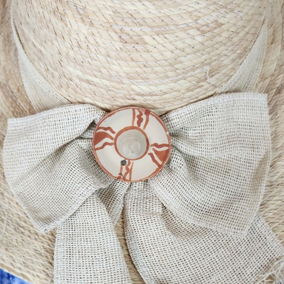 Handmade Tan Straw Southwestern Sun Hat Made In Mexico - Picture 2 of 8